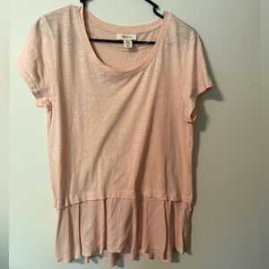 Style & Co. Pink Ruffled Short Sleeve T-Shirt